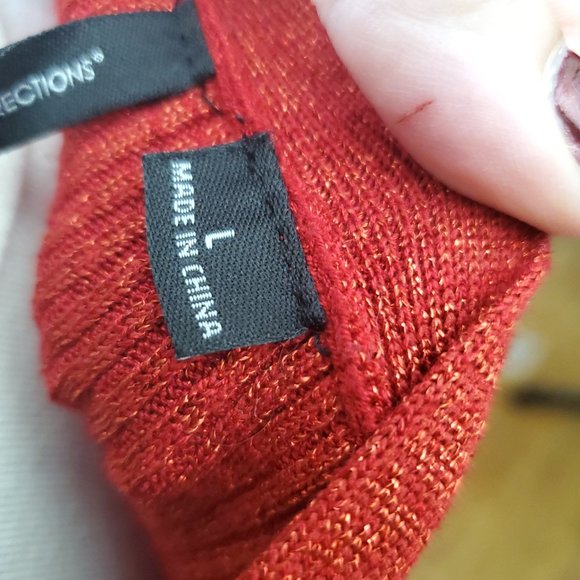 New Directions Sweater Tunic Blouse - Bell Sleeves - Red Sparkle Knit - Size L - Picture 9 of 9